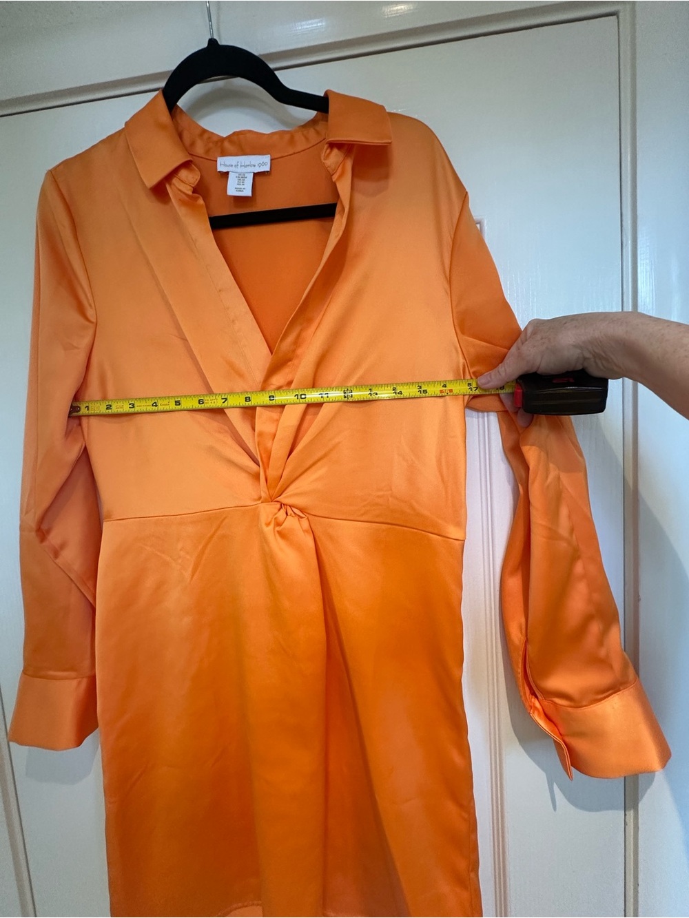 Women's Orange Knot-Front Satin Dress